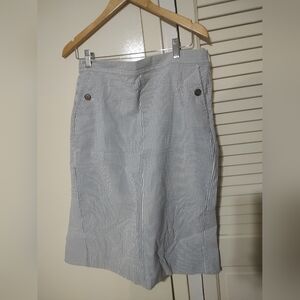 J. Crew Navy and White Striped Pencil Skirt